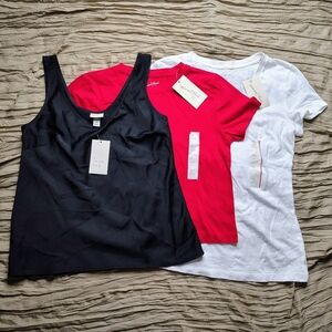Lot 3 Basic Top Tees 2 Universal Thread White& Red, 1 A New Day Black Sleeveless